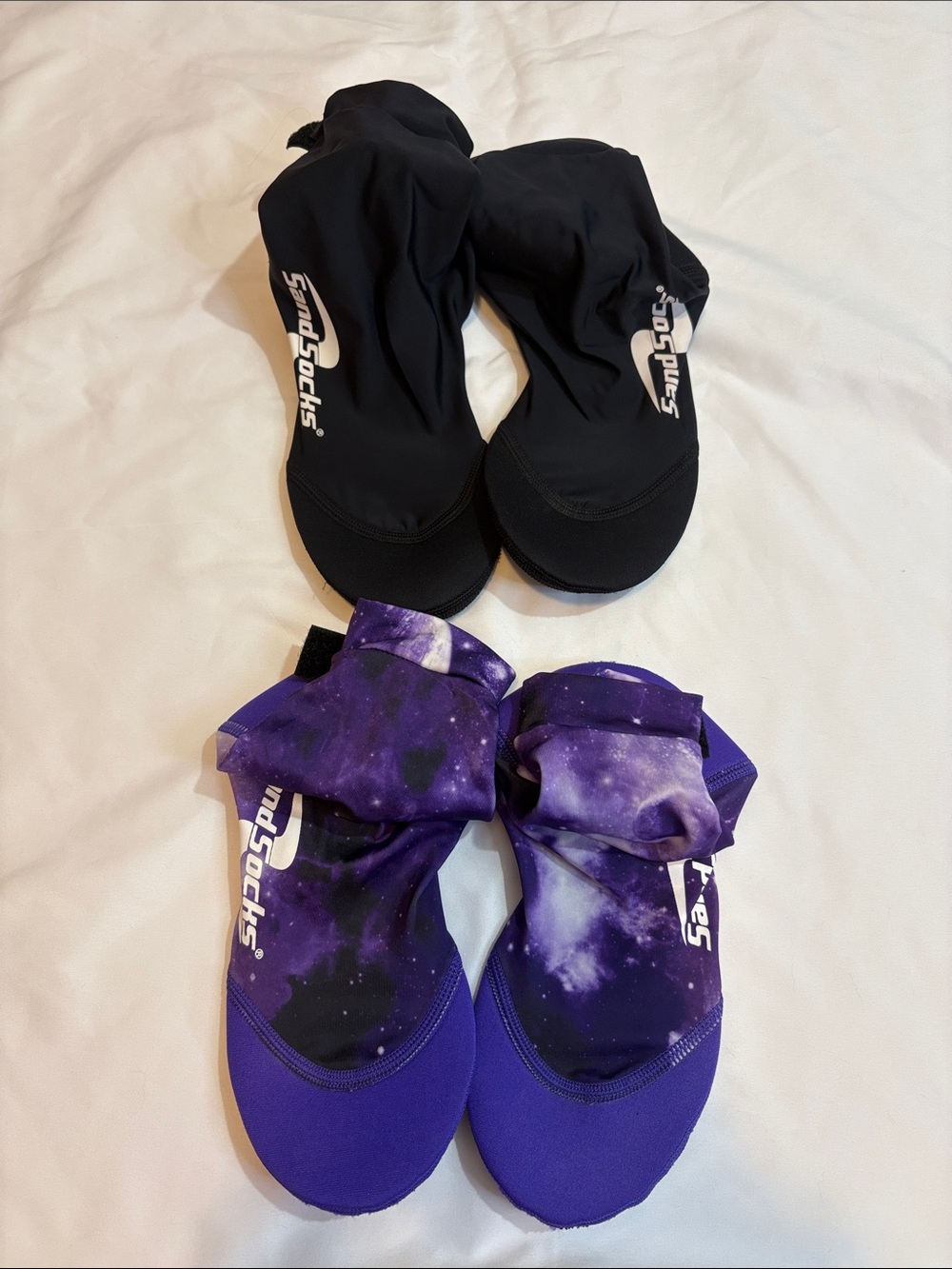 2 Pairs Bundle Pack Sand Socks Vincere Black and Purple Galaxy Beach Volleyball